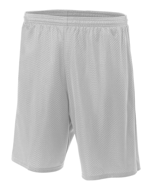 A4 Youth 6" Lined Tricot Mesh Short (NB5301), Color 'Silver'